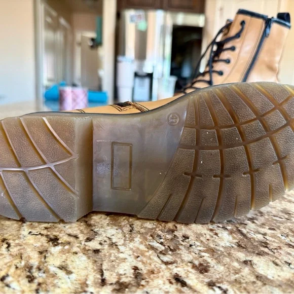 Roolee Camel Lace-Up Combat Boots - Picture 6 of 8